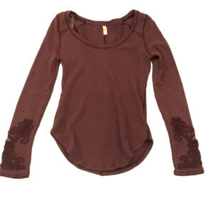 Free People thermal scoop neck waffle shirt